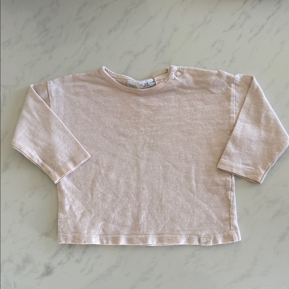 Zara Kids Long Sleeve Top in Light Pink